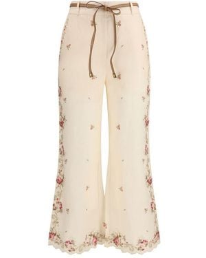 Zimmermann Beige Cotton Flared Trousers - Natural