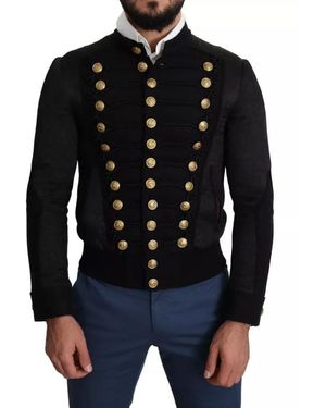 Dolce & Gabbana Button Embellished Military Jacket - Black