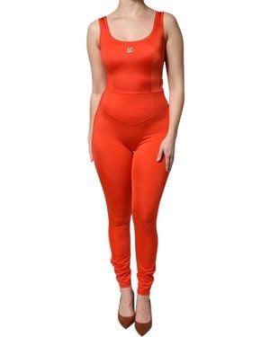 Dolce & Gabbana Sleeveless Bodycon Jumpsuit Dress - Red