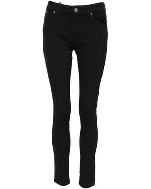 Dolce & Gabbana Black Cotton Logo Skinny Mid Waist Denim Jeans
