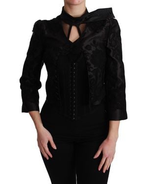 Dolce & Gabbana Dolce Gabbana Lace Sheer Corset Organza Silk Jacket - Black