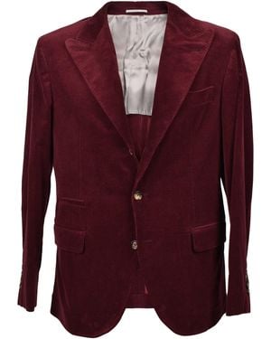 Brunello Cucinelli Burgundy Cotton Blazer - Red