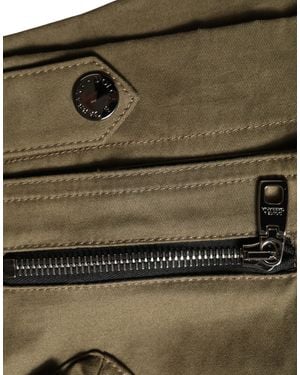 Dolce & Gabbana Green Cotton Mid Rise Cargo Hot Trousers Shorts