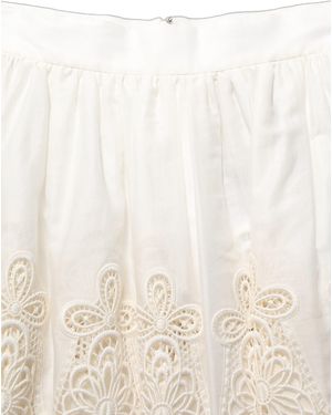 Dolce & Gabbana Floral Embroidered A-Line Mini Skirt Cotton Polyester - Natural