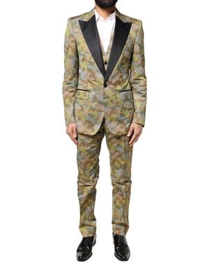 Dolce & Gabbana Multicolour Camouflage Sicilia 3 Piece Suit - Natural