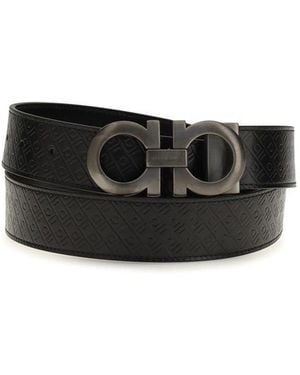 Ferragamo Black Calf Leather Bos Taurus Regular Belt