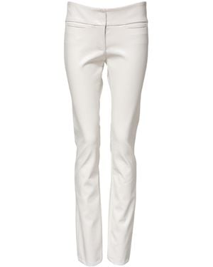 Dolce & Gabbana White Polyurethane High Waist Tapered Trousers