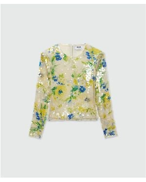 MSGM Bicolour Polyester Blouse - Green