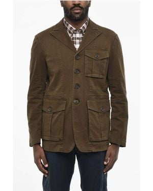 DSquared² Cotton Sahariana Blazer With Logoed Buttons - Brown