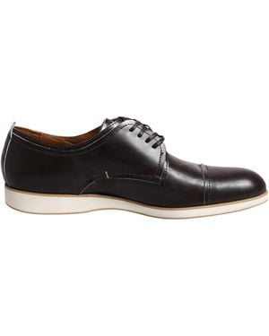 Pollini Dark Brown Leather Derby Lace Up Dress Formal Shoes - Black