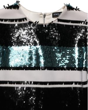 Dolce & Gabbana Multicolor Sequined Sleeveless Shift Dress - Black