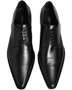 Dolce & Gabbana Black Leather Lace Up Derby Dress Shoes