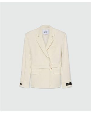 MSGM White Viscose Jacket - Natural