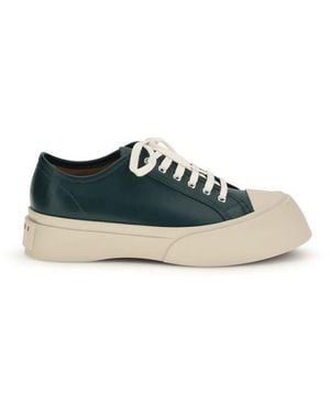Marni Black Calf Leather Bos Taurus Platform Trainers - Blue