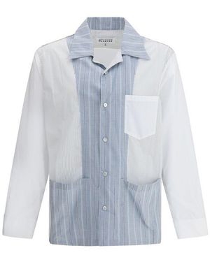 Margiela Striped Patchwork Shirt - Blue