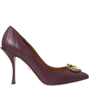 Dolce & Gabbana Bordeaux Leather Heart Devotion Court Shoes Shoes - Purple