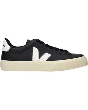 Veja Black Leather Low Top Sneakers - Blue
