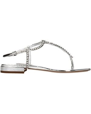 Miu Miu Grey Leather Flip - Natural