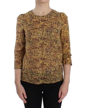 Dolce & Gabbana Sicilian Mosaic Print Silk Blouse - Brown