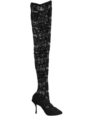 Dolce & Gabbana Black Taormina Lace Socks Boots Court Shoes Shoes