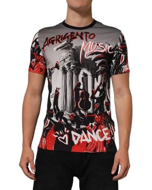 Dolce & Gabbana Multicolor Agrigento Dance Jazz Music Print T - Black