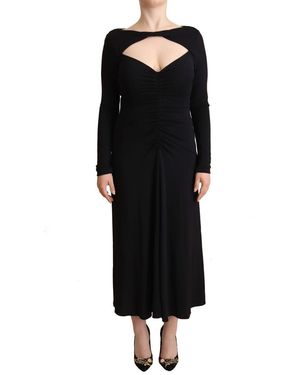 Pinko Elegant Nylon Stretch Maxi Dres - Black