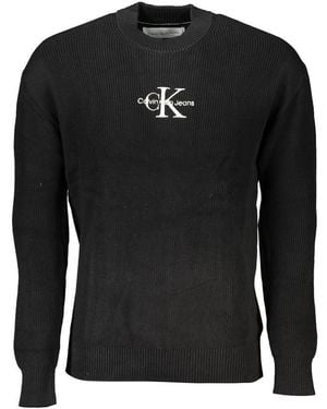 Calvin Klein Sleek Cotton Crew Neck Jumper With Contrast Details - Black