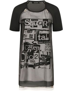 DSquared² Silk Printed Mini Dress - Black