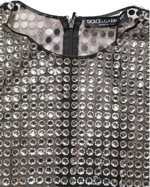 Dolce & Gabbana Beige Crystal Embellished Long Gown Dress - Gray