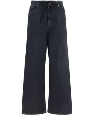 MM6 by Maison Margiela Black Cotton Relaxed Fit Jeans - Blue