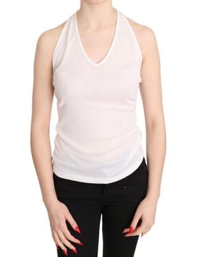 Gianfranco Ferré Halter Cotton Sleeveless Casual Top White Tsh3418