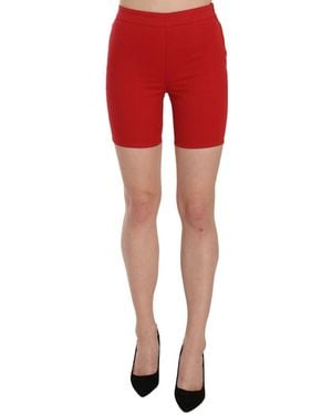 Pinko Red Mid Waist Cotton Stretch Slim Mini Shorts