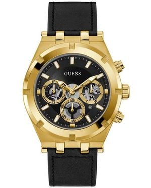 Guess Black Leather Watch - Metallic