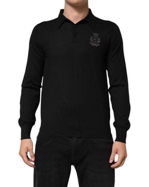 Dolce & Gabbana Black Crest Long Sleeve Men Pullover Jumper