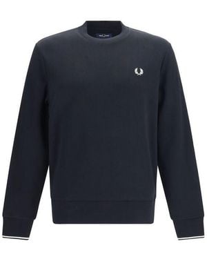 Fred Perry Black Cotton Sweatshirt - Blue