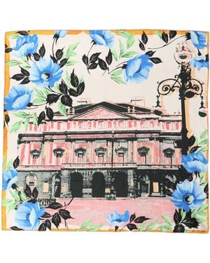 Dolce & Gabbana Printed Silk Square Foulard Scarf - Blue