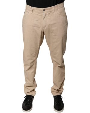 Dolce & Gabbana Beige Cotton Mid Waist Skinny Denim Jeans - Natural