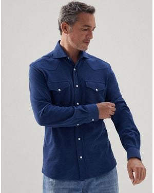 Brunello Cucinelli Blue Cotton Shirt