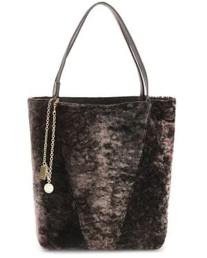 Chloé Spin Shearling Tote Bag - Black