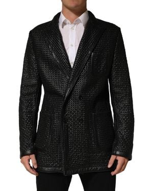 Dolce & Gabbana Black Lamb Leather Double Breasted Jacket