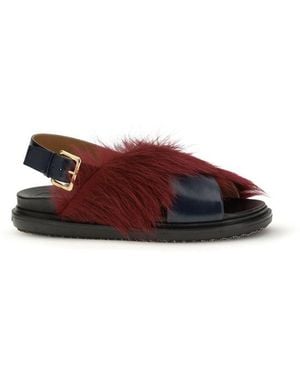 Marni Multicolour Calf Leather Bos Taurus Flat Sandals - Brown