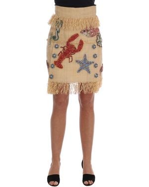 Dolce & Gabbana Crystal Palm Fibre Skirt - Black