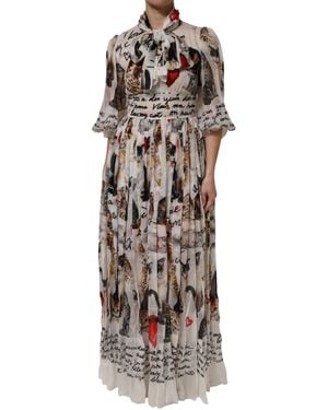 Dolce & Gabbana Multicolour Animal Print Silk Ascot Maxi Dress