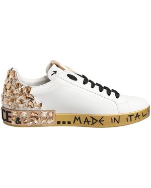 Dolce & Gabbana Custom 2Zero Crystal Trainers - Natural