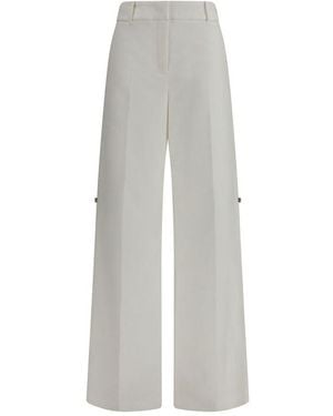 Fendi White Cotton Trousers - Grey