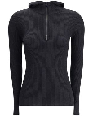 Brunello Cucinelli Hooded Long Sleeve Jumper - Blue