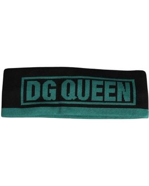 Dolce & Gabbana Black Silk Knitted Dg Queen Head Band Hat - Green