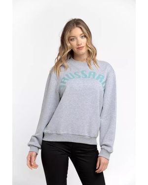 Trussardi Chic Oversized Round-neck Sweatshirt In - Gray