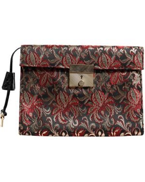 Dolce & Gabbana Multicolour Jacquard Floral Document Briefcase Bag - Brown