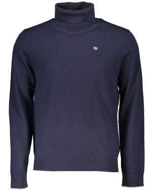 Napapijri Elegant Turtleneck Jumper With Embroide Logo - Blue